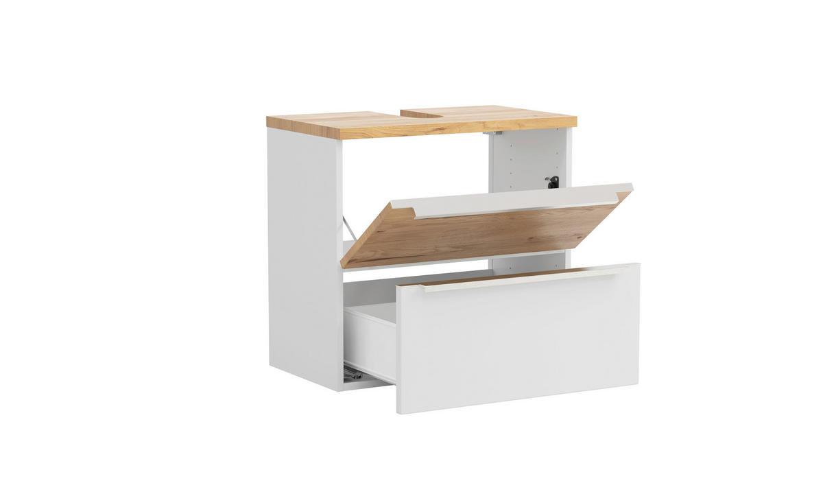 WASCHBECKENUNTERSCHRANK 60/54/35 cm  - Wildeiche/Edelstahlfarben, Trend, Holzwerkstoff/Metall (60/54/35cm) - Held