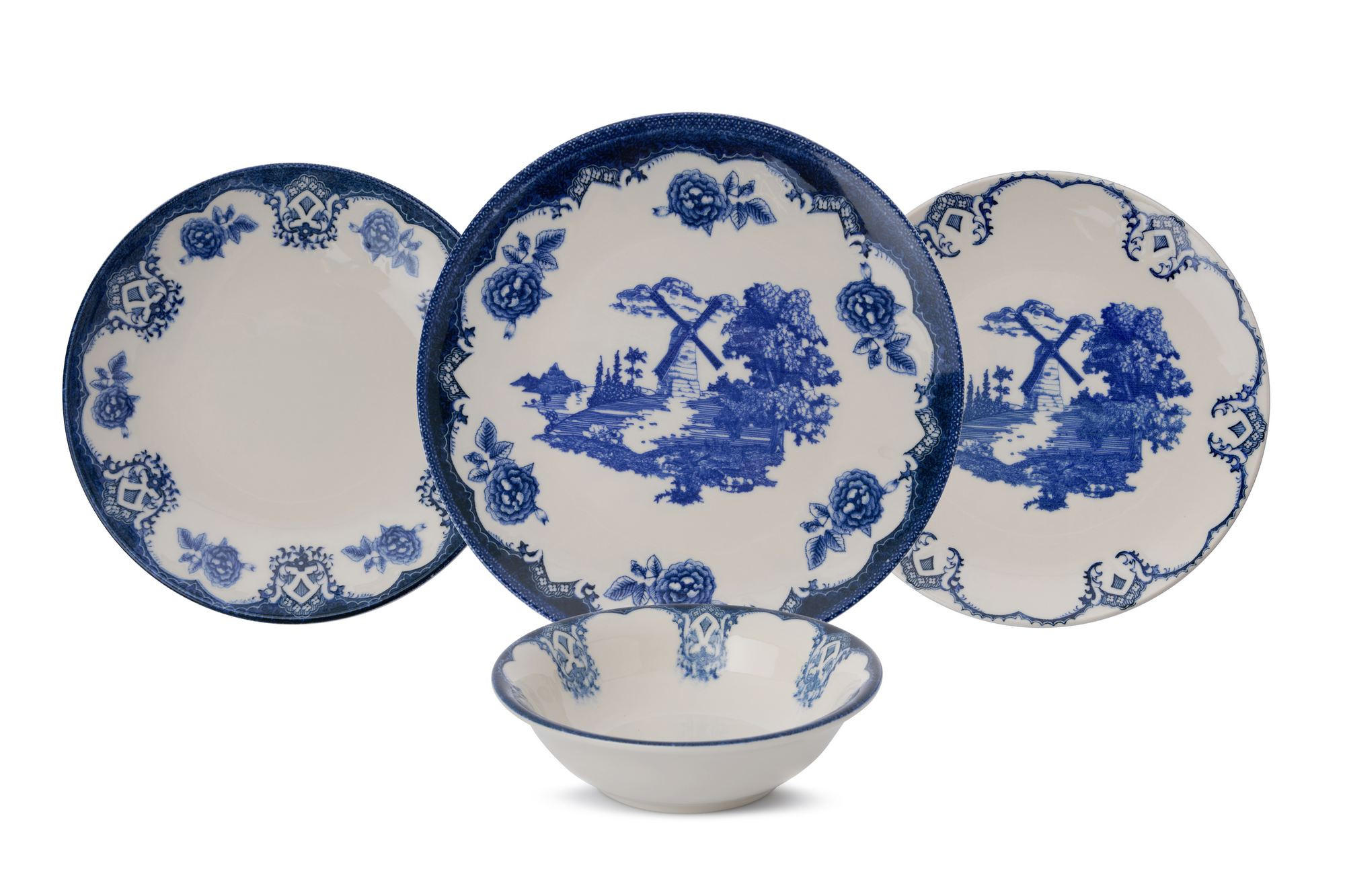 KOMBISERVICE Blau, Weiß 24-teilig 6 Personen  - Blau/Weiß, Basics, Keramik - P & B