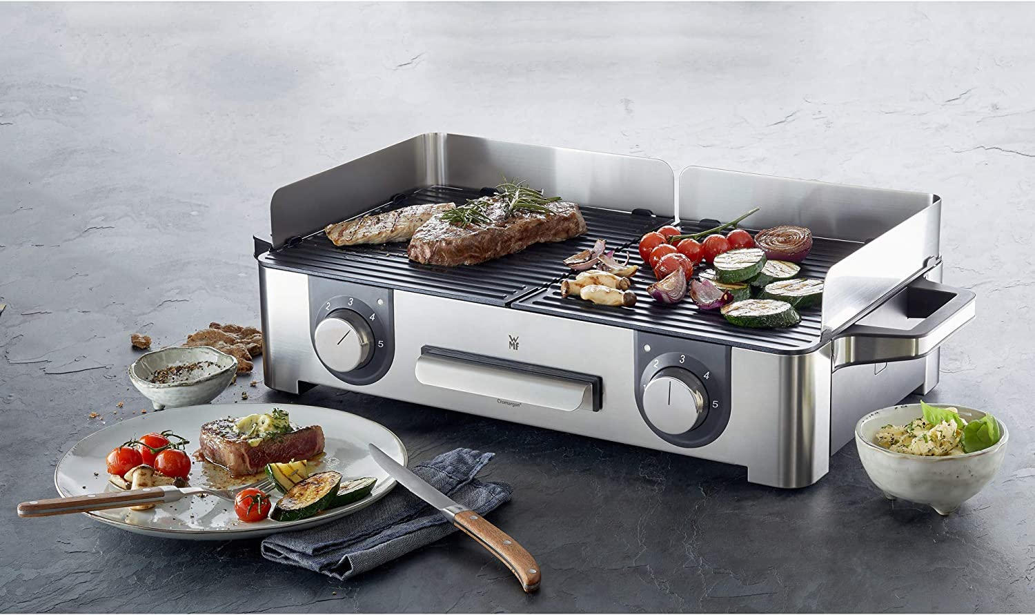 TISCHGRILL  - Silberfarben/Schwarz, Design, Metall (50/28/18cm) - WMF
