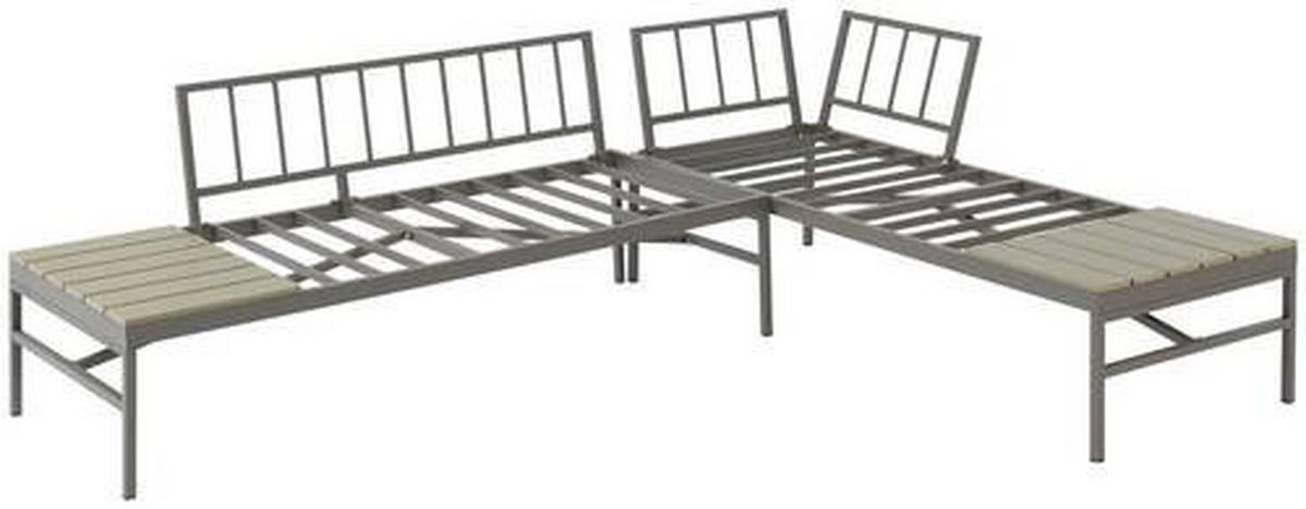LOUNGEGARNITUR  215/154,5 cm  Stahl  - Braun/Grau, MODERN, Kunststoff/Textil (215/154,5cm) - Luca Bessoni