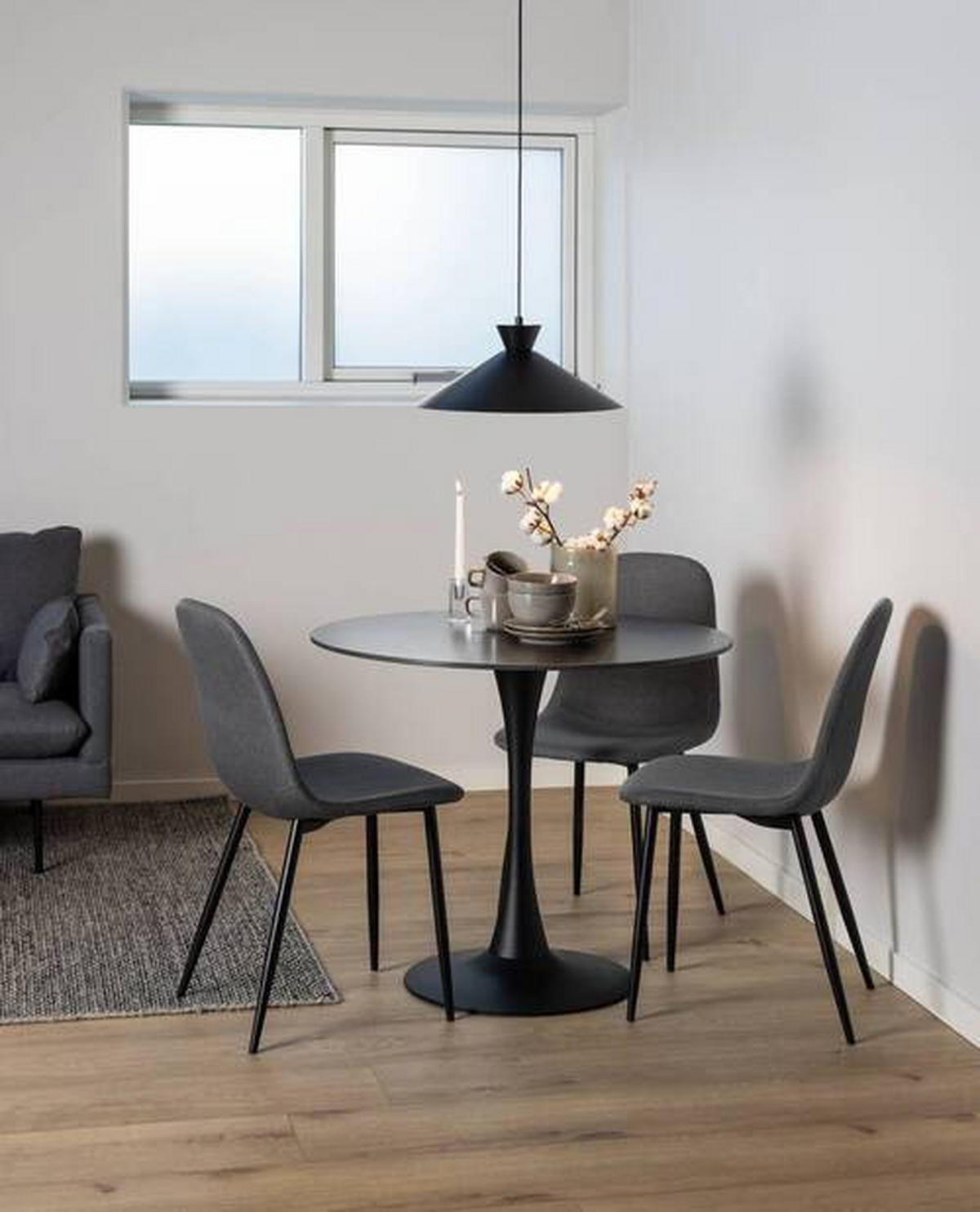 SCAUN in textil negru, gri închis  - gri închis/negru, Trend, metal/textil (44/86/54cm) - Carryhome