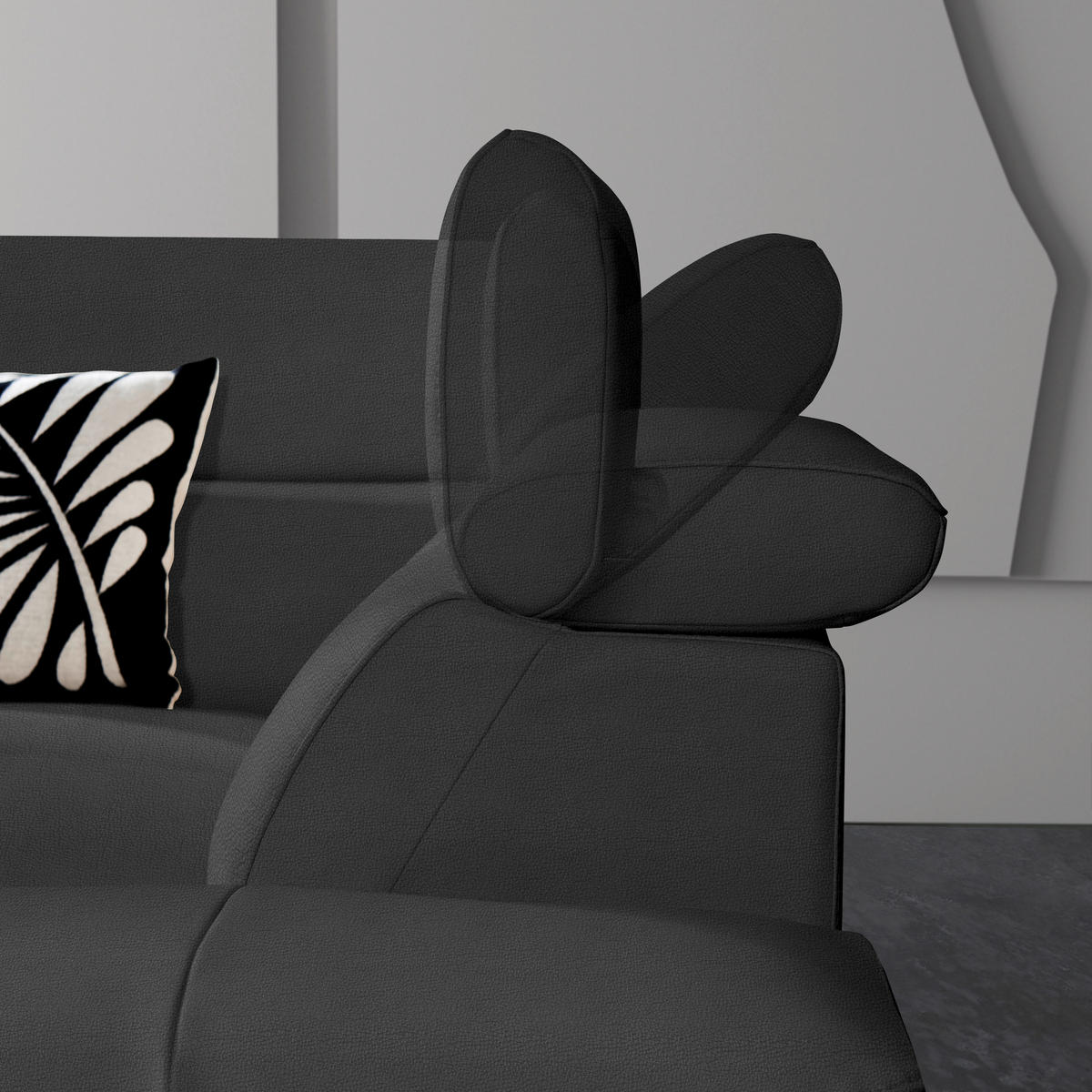 ECKSOFA in Echtleder Anthrazit  - Anthrazit/Schwarz, Design, Leder/Metall (225/281cm) - Celina Home