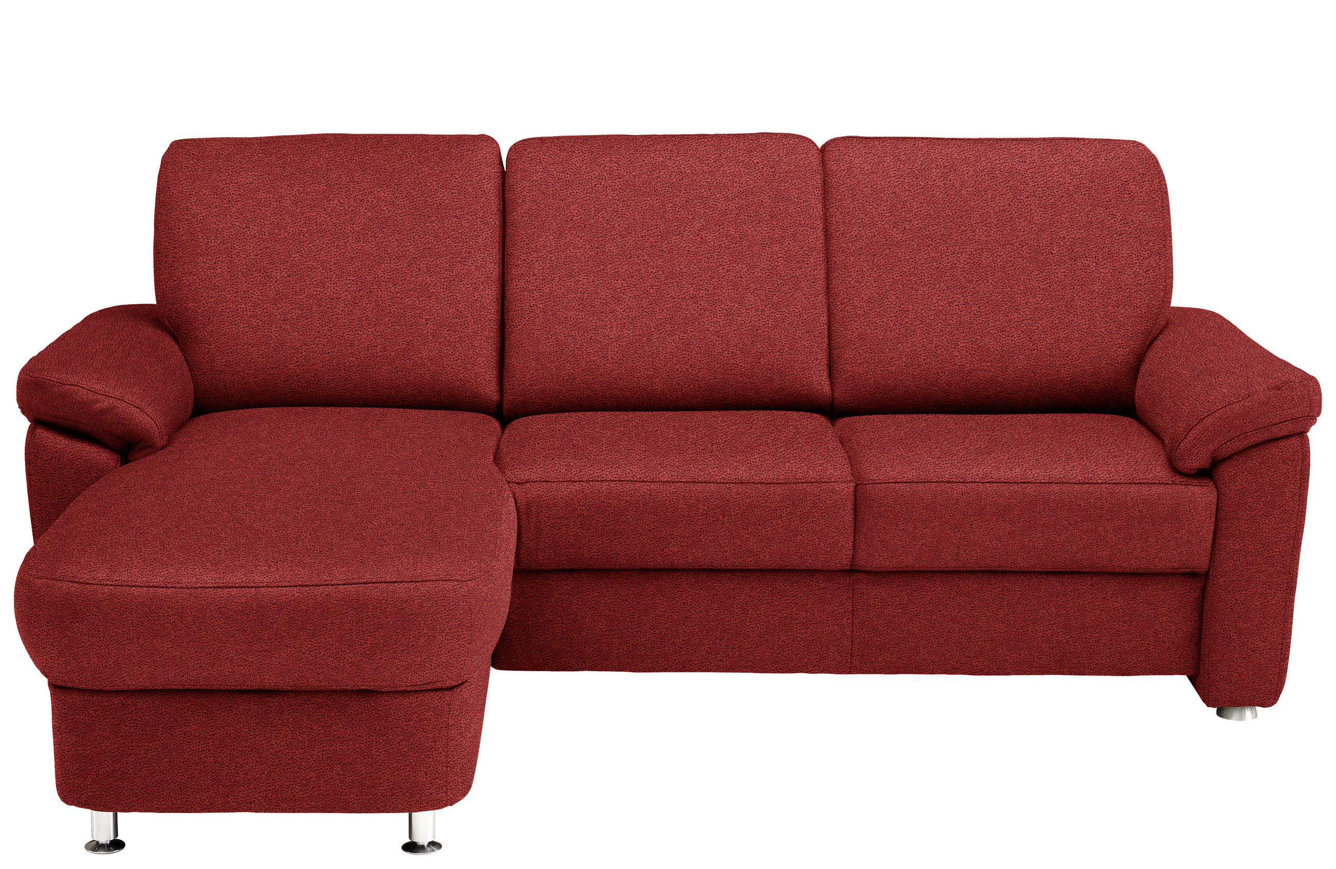 ECKSOFA in Flachgewebe Rot  - Chromfarben/Rot, Konventionell, Textil/Metall (163/250cm) - Beldomo System