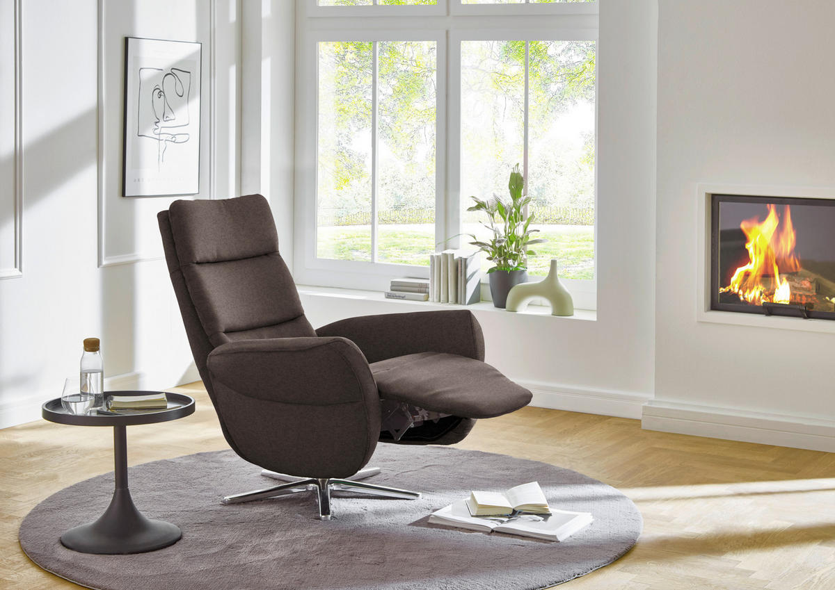 RELAXSESSEL Textil Braun  - Chromfarben/Braun, Design, Textil/Metall (78/113/83cm) - Beldomo Speed