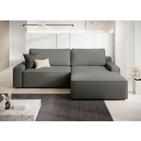 ECKSCHLAFSOFA CHALLANGE Struktur Greige  inkl. Bettkasten  - Greige/Schwarz, MODERN, Kunststoff/Textil (246/168cm) - Trendmanufaktur
