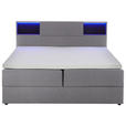 BOXSPRINGBETT 180/200 cm  in Hellgrau  - Hellgrau/Schwarz, Design, Holz/Textil (180/200cm) - Xora