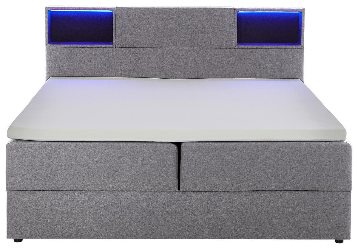 BOXSPRINGBETT 160/200 cm  in Hellgrau  - Hellgrau/Schwarz, Design, Holz/Textil (160/200cm) - Xora