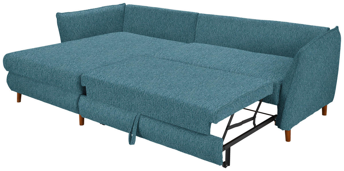 ECKSOFA in Webstoff Blau  - Blau/Eichefarben, Konventionell, Holz/Textil (284/162cm) - Carryhome