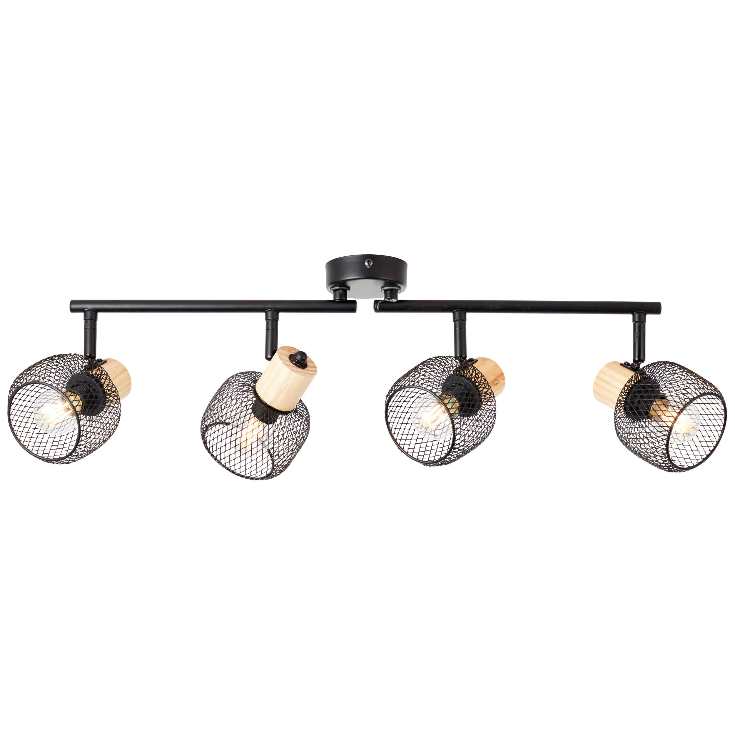 DECKENSTRAHLER - Schwarz/Kieferfarben, Basics, Holz/Metall (74/17/10cm) - Brilliant