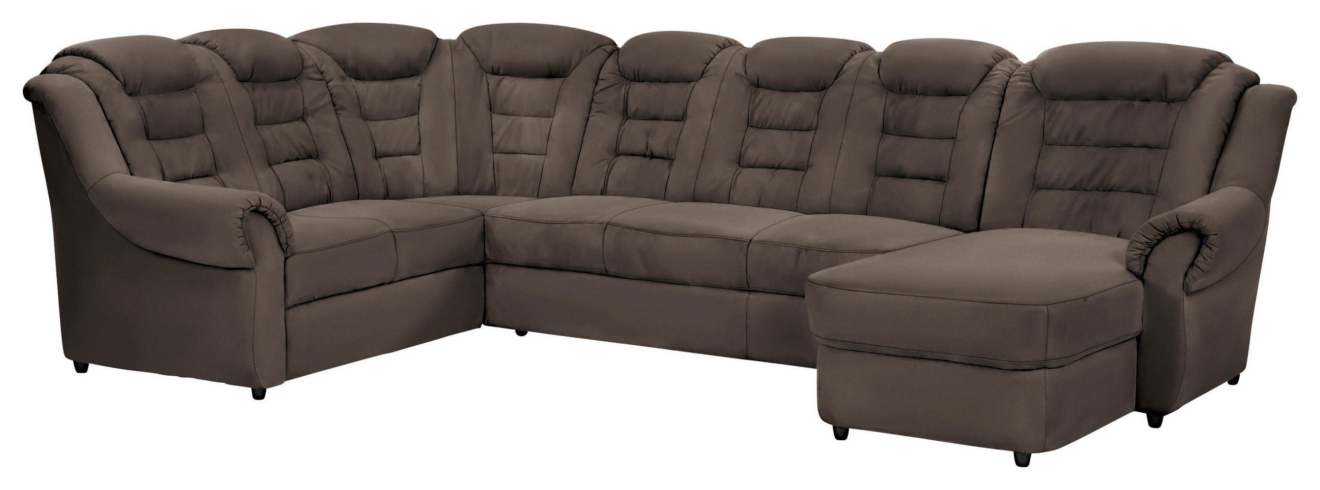 WOHNLANDSCHAFT in Lederlook Braun - Schwarz/Braun, Konventionell, Kunststoff/Textil (216/333/165cm) - Livetastic