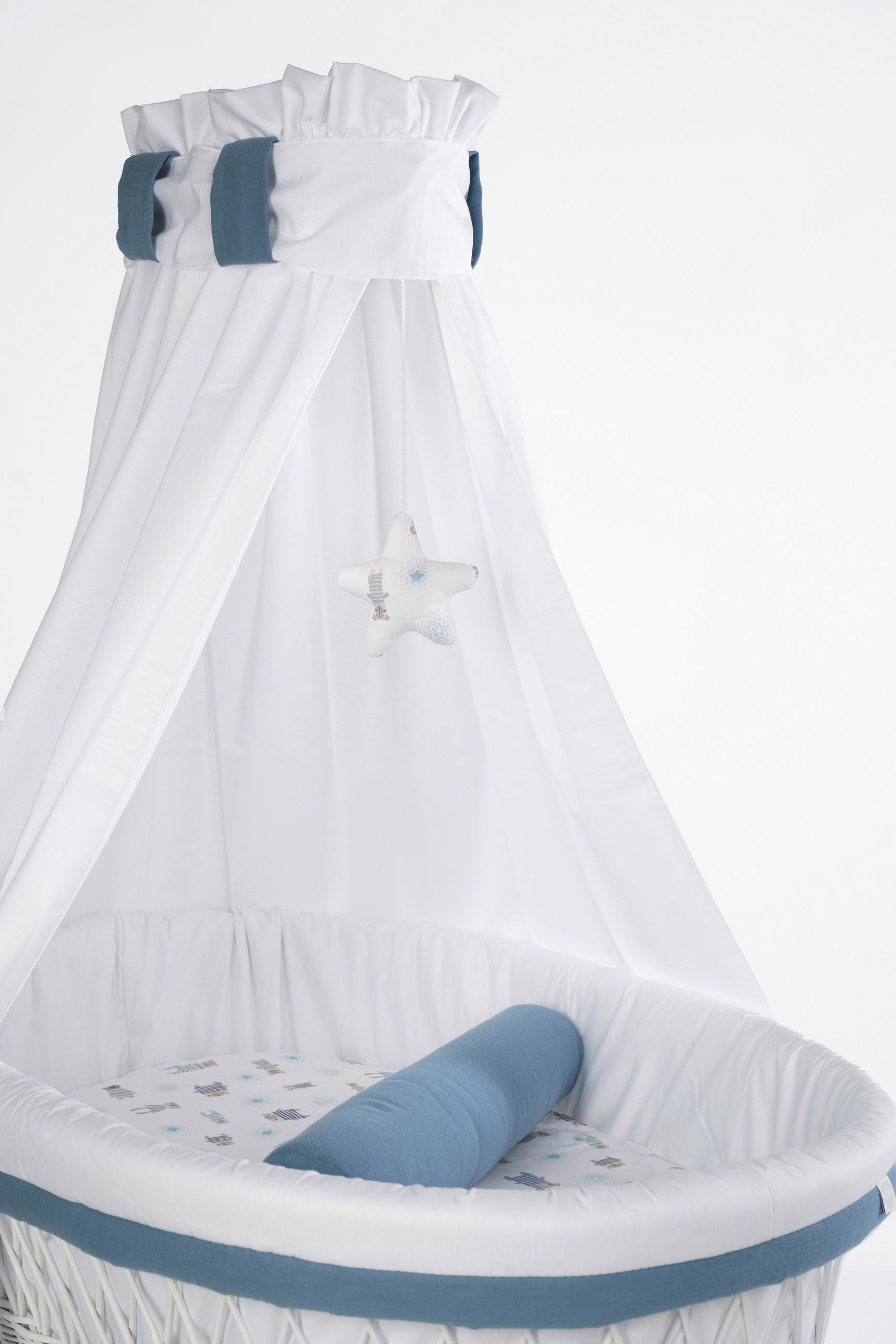 STUBENWAGENSET Pyjamabär  Weiß, Pastellblau  - Pastellblau/Weiß, Basics, Kunststoff/Textil (130/180cm) - Mionido