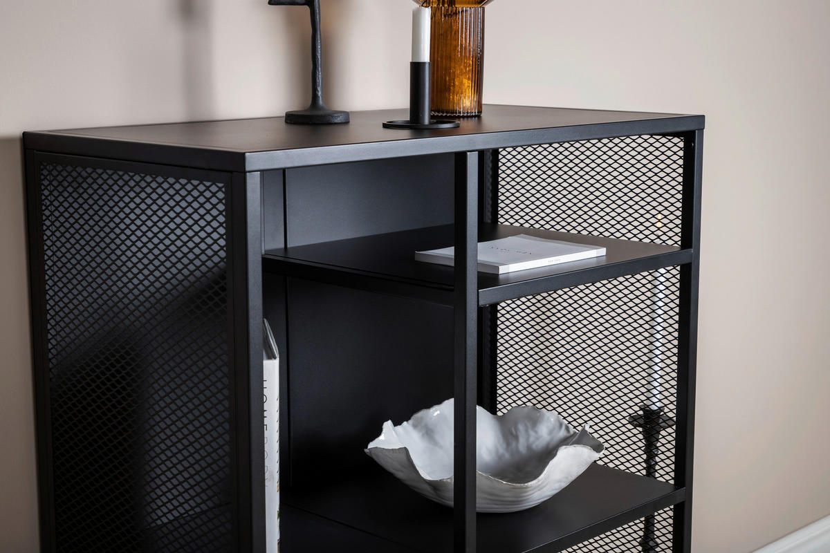 BÜCHERWAND Schwarz  - Schwarz, Design, Metall (80/110/40cm) - Livetastic
