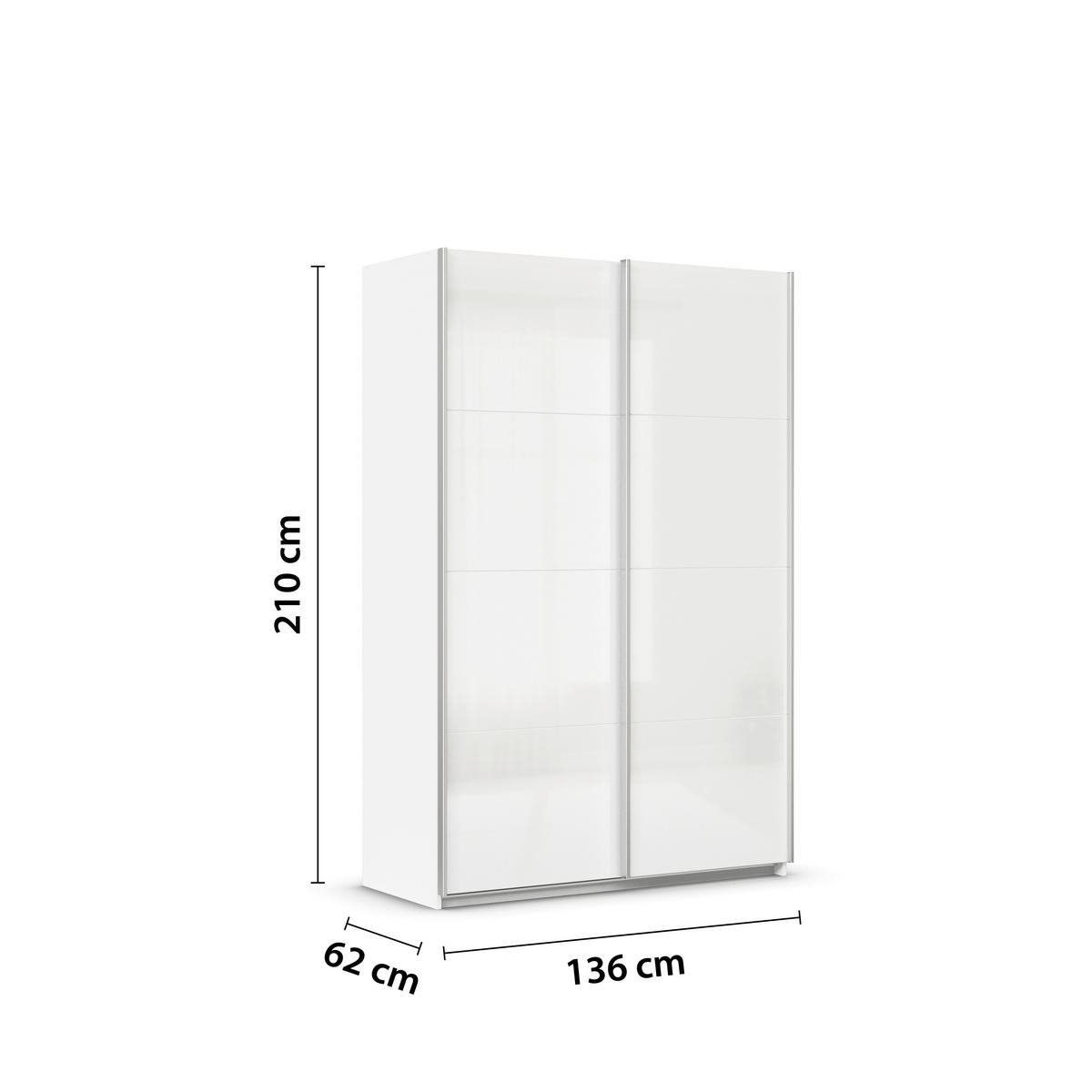SCHWEBETÜRENSCHRANK  in Weiß  - Alufarben/Weiß, KONVENTIONELL, Holzwerkstoff/Metall (136/229/62cm) - Xora