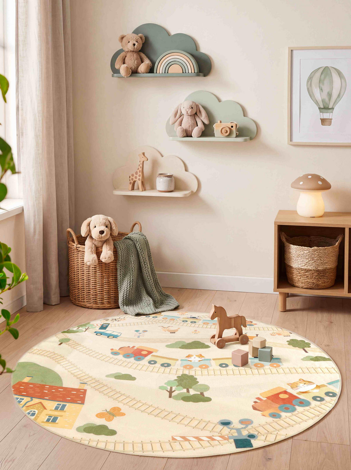 KINDERTEPPICH 160 cm Living Verovia Creme, Koralle, Salbeigrün rund  - Koralle/Salbeigrün, Trend, Kunststoff/Textil (160cm) - Lindorug