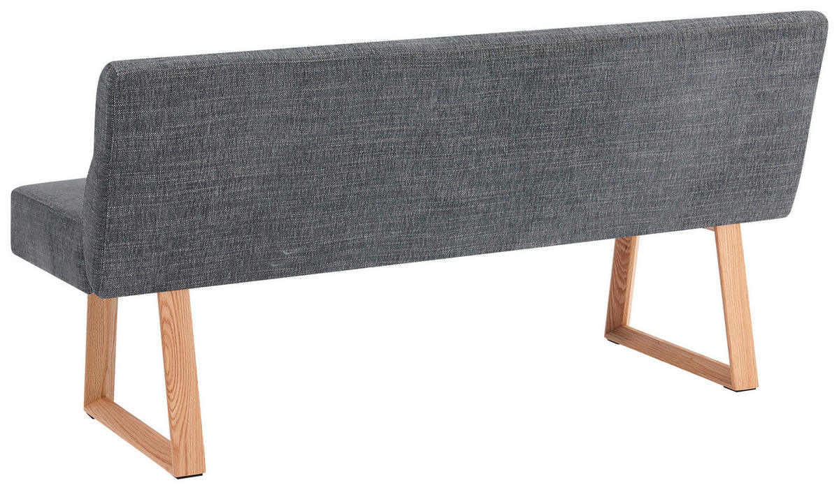 SITZBANK 160/82/61 cm Leinenoptik Eichefarben, Dunkelgrau Eiche massiv  - Eichefarben/Dunkelgrau, MODERN, Holz/Textil (160/82/61cm) - Livetastic