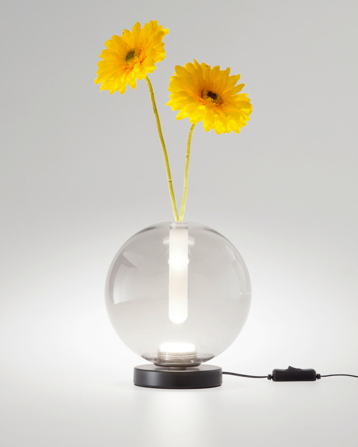 LED-TISCHLEUCHTE Wengen 22/22 cm   - Hellgrau/Schwarz, Trend, Glas/Metall (22/22cm) - Fabas Luce