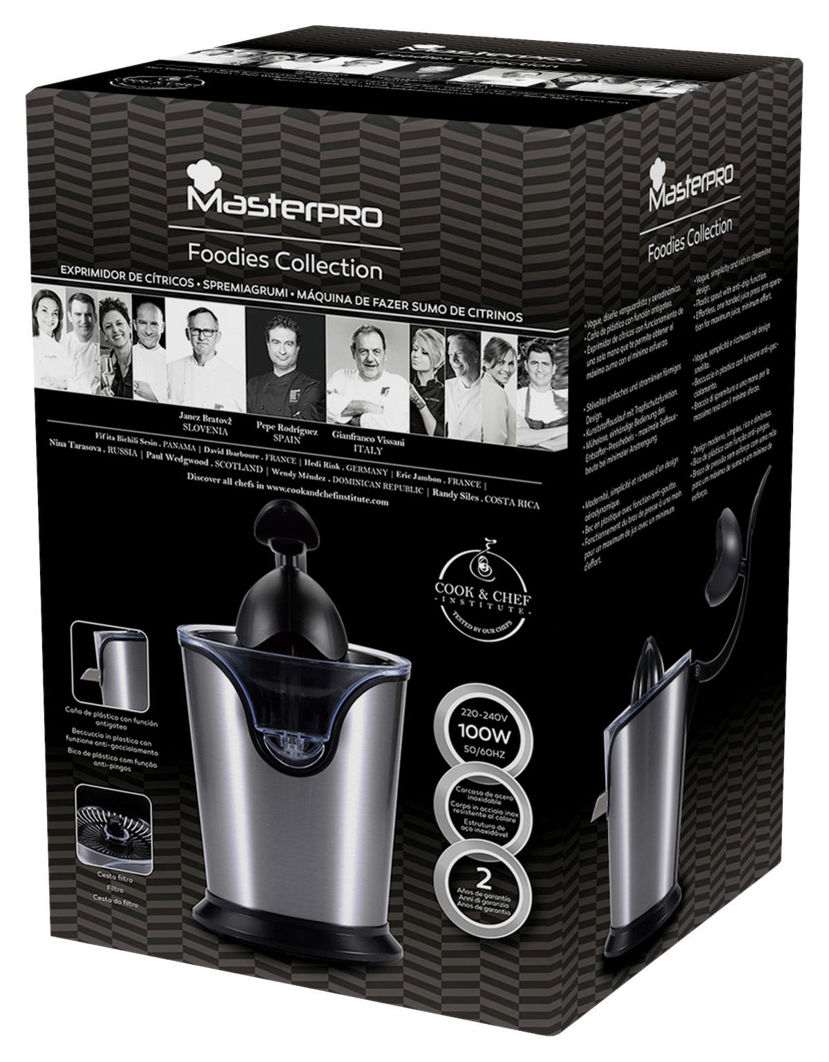 ZITRONENPRESSE - Edelstahlfarben/Transparent, Basics, Kunststoff/Metall (18,5/18,5/30cm) - Masterpro