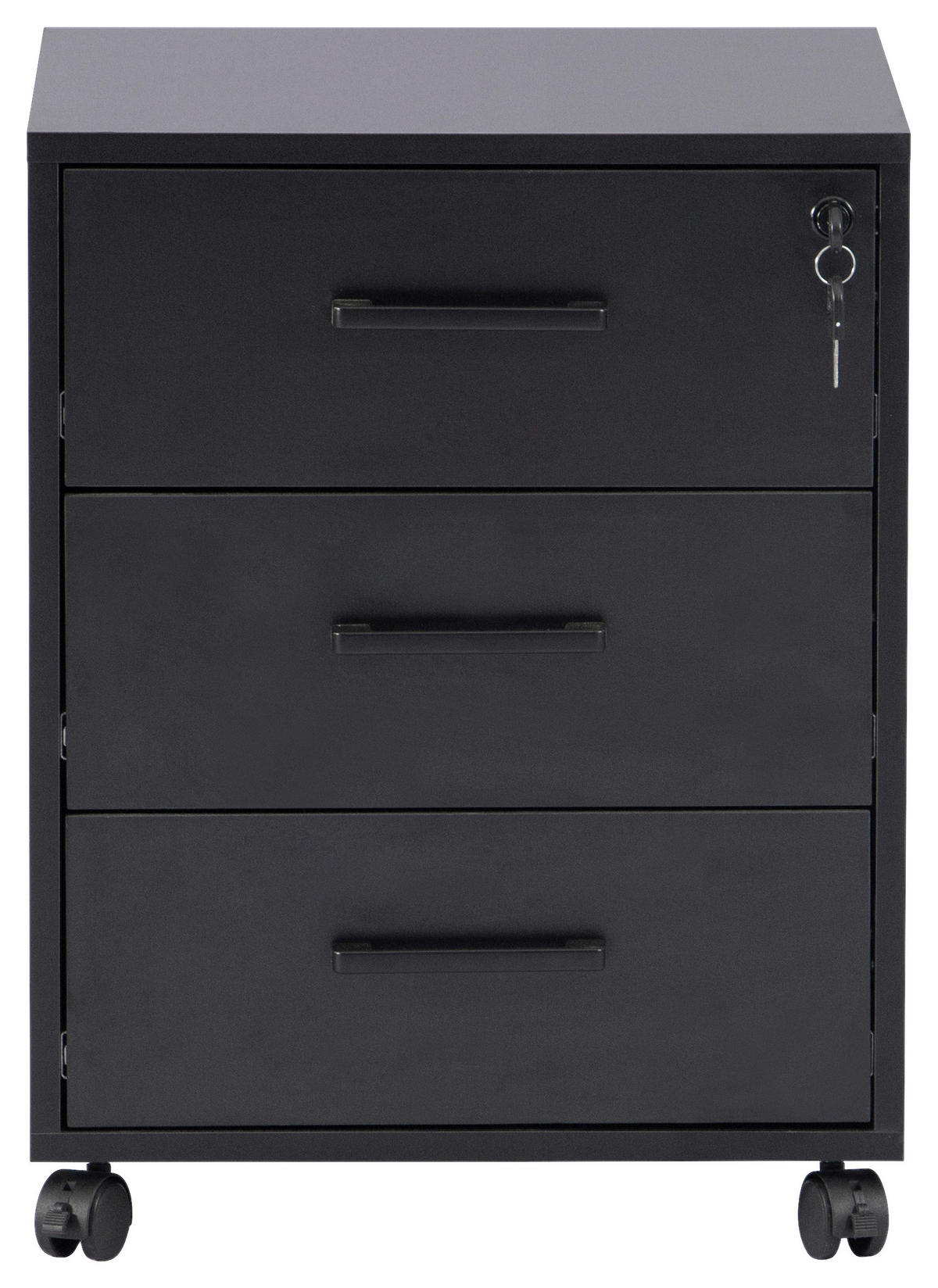 ROLLCONTAINER Schwarz  - Schwarz, MODERN, Holzwerkstoff/Kunststoff (43/56/42cm) - Livetastic