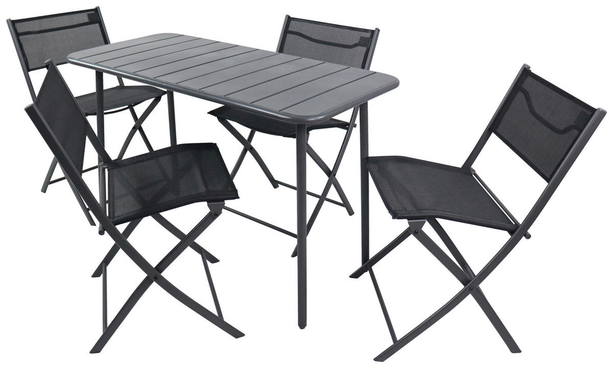 GARTENSET  5-teilig  - Schwarz, Modern, Kunststoff/Textil - Ambia Garden