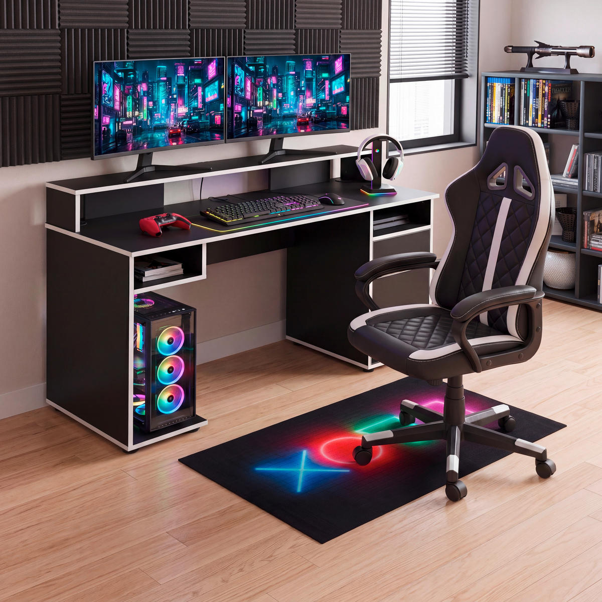 Covor Cu Țesătură Plată Neon Gaming  - multicolor, Trend, plastic/textil (90/145cm) - Esposa