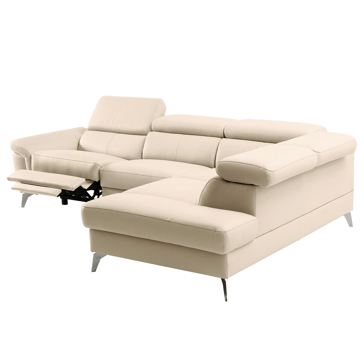 ECKSOFA  in Lederlook Echtleder Grau  265/210 cm  - Chromfarben/Grau, Design, Leder/Textil (265/210cm) - Livetastic