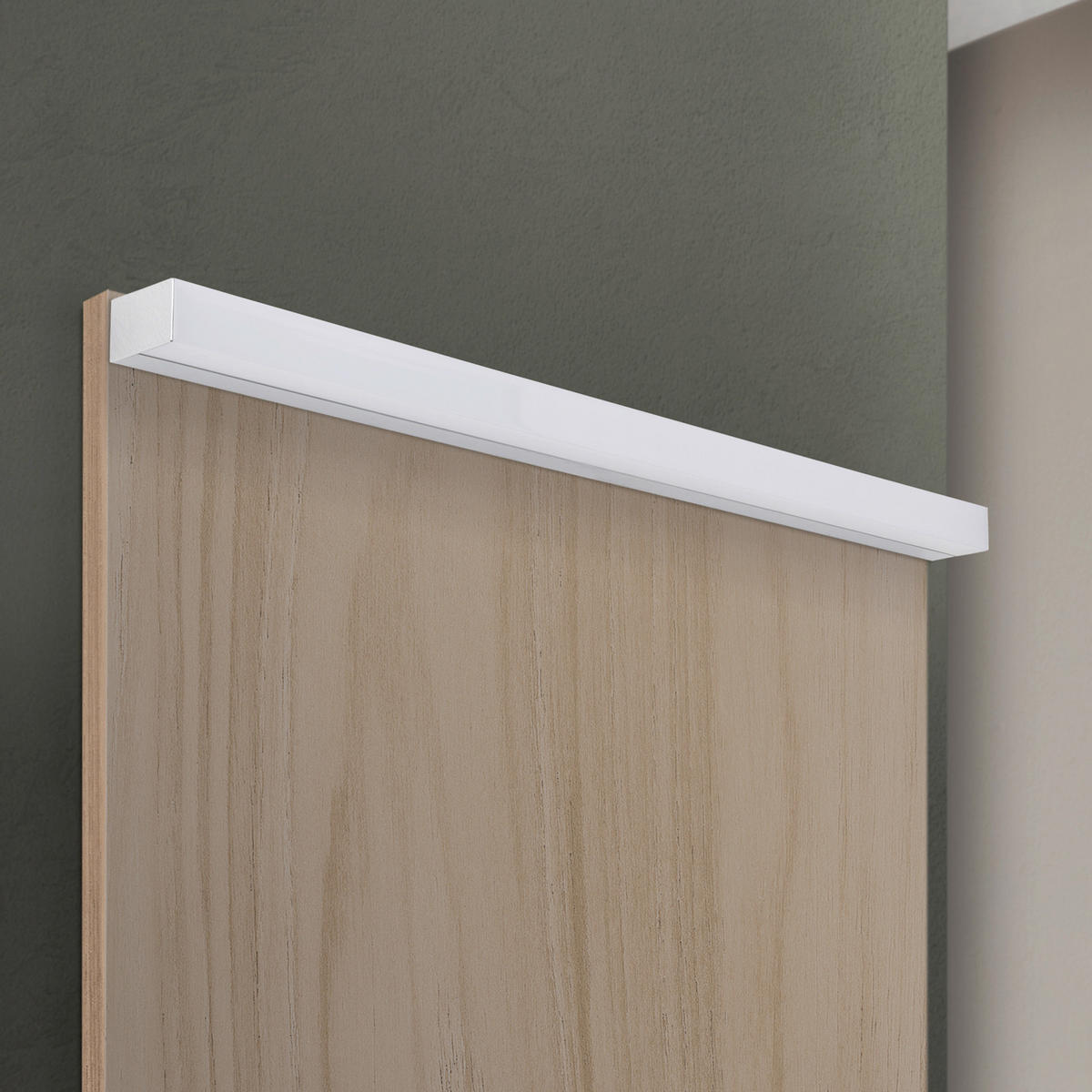 SPIEGELLEUCHTE Horizon   - Chromfarben/Weiß, KONVENTIONELL, Kunststoff/Metall (90/4/5,8cm)