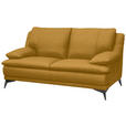 2-SITZER-SOFA Senfgelb Echtleder  - Senfgelb/Schwarz, Design, Leder/Metall (178/92/98cm) - Novel
