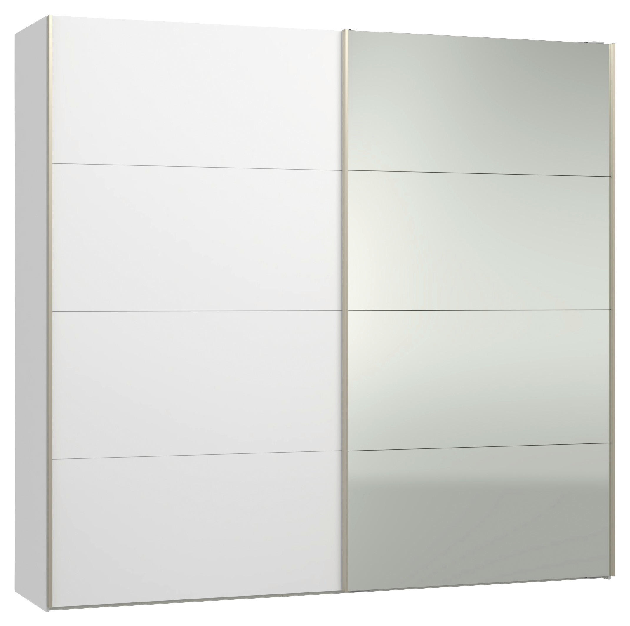 SCHWEBETÜRENSCHRANK 252,8/236/65 cm 2-türig Weiß  - Edelstahlfarben/Weiß, Design, Glas/Holzwerkstoff (252,8/236/65cm) - Jutzler
