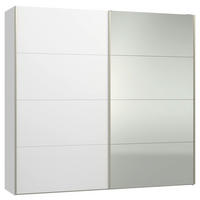 SCHWEBETÜRENSCHRANK 252,8/236/65 cm 2-türig Weiß  - Edelstahlfarben/Weiß, Design, Glas/Holzwerkstoff (252,8/236/65cm) - Jutzler