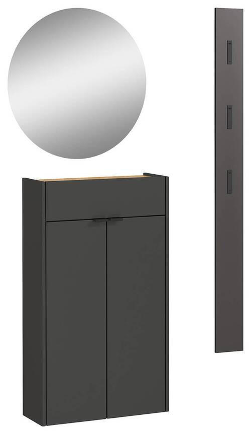 GARDEROBE 3-teilig  in 86/200/22 cm  - Eichefarben/Graphitfarben, Design, Glas/Holzwerkstoff (86/200/22cm)