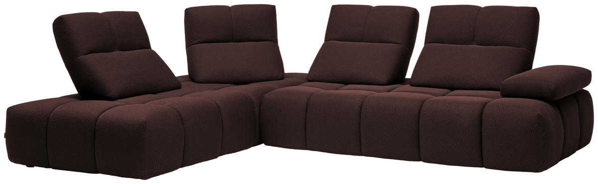 ECKSOFA in Struktur Terracotta  - Terracotta/Schwarz, Design, Kunststoff/Textil (233/313cm) - Emilio Belluti