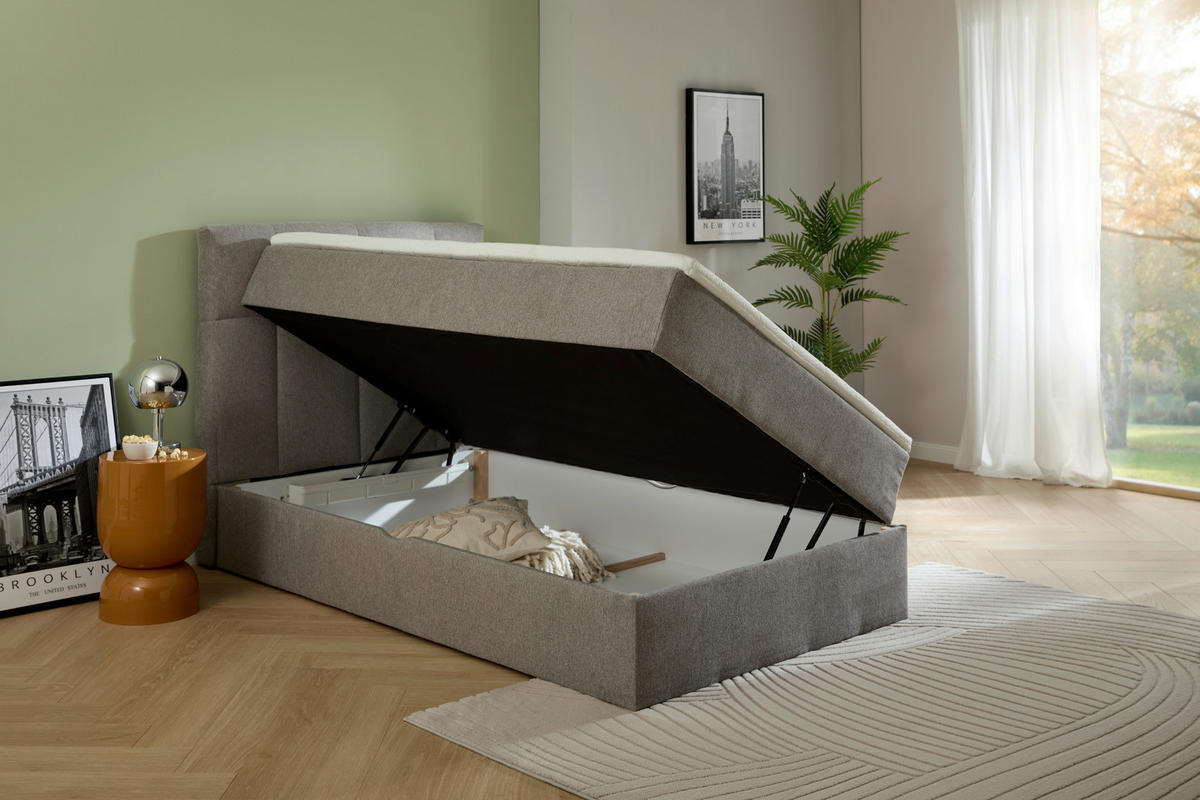BOXBETT 90/200 cm  in Hellgrau  - Hellgrau, KONVENTIONELL, Textil (90/200cm) - Boxxx
