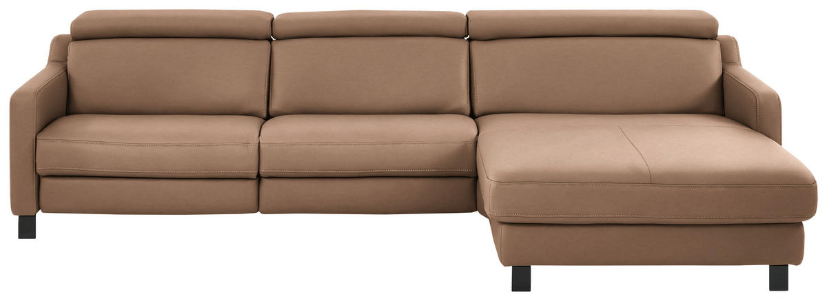 ECKSOFA Echtleder Braun  - Schwarz/Braun, Design, Leder/Metall (291/176cm) - Valdera