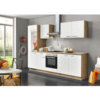 KÜCHENBLOCK 280 cm   in Weiß, Eichefarben  - Edelstahlfarben/Eichefarben, Design, Holzwerkstoff/Metall (280cm) - Welnova
