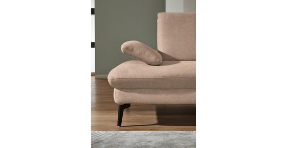 ECKSOFA in Chenille, Mikrofaser Sandfarben  - Sandfarben/Schwarz, Design, Textil/Metall (299/157cm) - Dieter Knoll