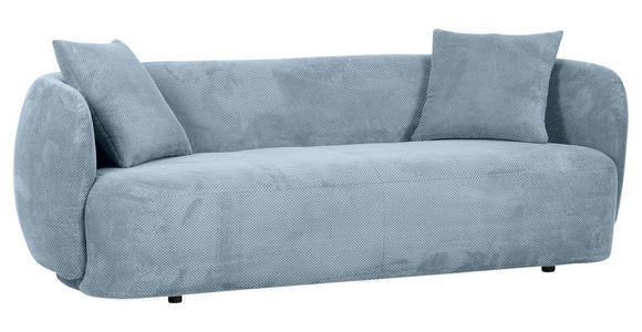 BIGSOFA Flachgewebe Hellblau - Schwarz/Hellblau, KONVENTIONELL, Kunststoff/Textil (228/73/103cm) - Ambia Home