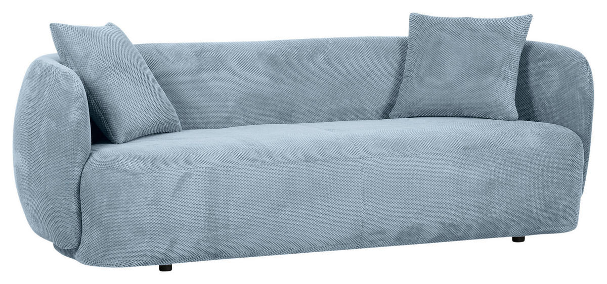 BIGSOFA in Flachgewebe Hellblau  - Schwarz/Hellblau, Konventionell, Kunststoff/Textil (228/73/103cm) - Ambia Home