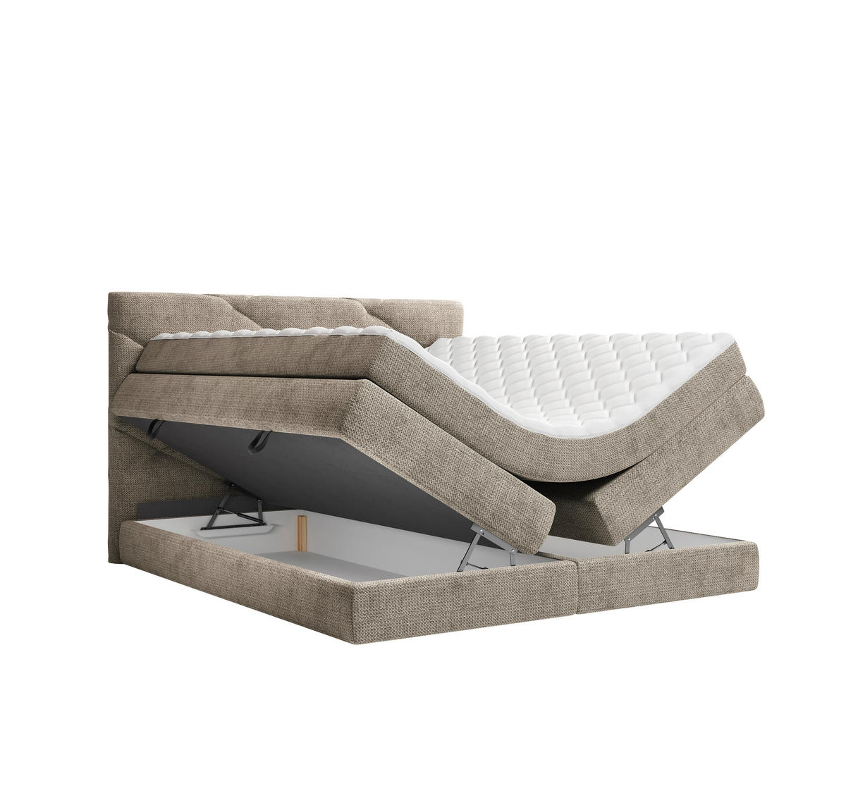 BOXSPRINGBETT 140/200 cm,  in Braun, Bettkasten, Matratzen, H2 + H3 = mittel + fest  - Schwarz/Braun, KONVENTIONELL, Kunststoff/Textil (140/200cm) - Carryhome
