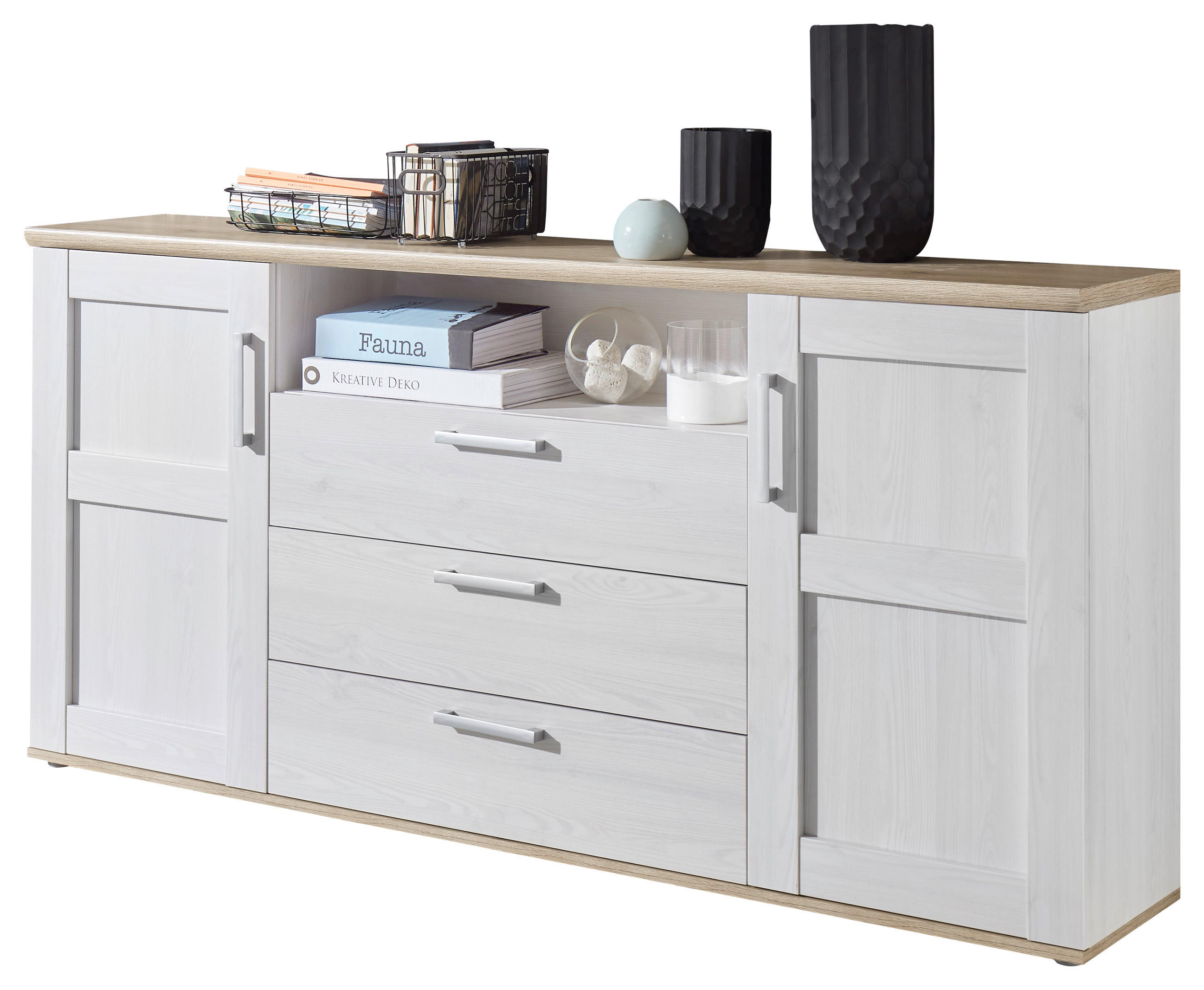 SIDEBOARD  in 186/90/38 cm  - Silberfarben/Lärchefarben, LIFESTYLE, Holzwerkstoff/Kunststoff (186/90/38cm) - MID.YOU