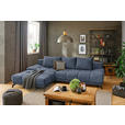 ECKSOFA in Chenille Dunkelblau  - Schwarz/Dunkelblau, MODERN, Textil/Metall (182/290cm) - Hom`in