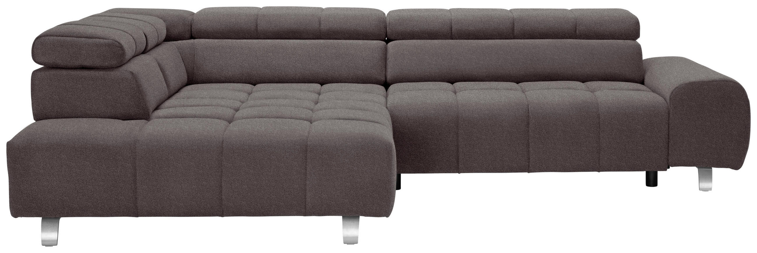 ECKSOFA Dunkelbraun Velours  - Dunkelgrau/Dunkelbraun, Design, Textil/Metall (201/295cm) - Hom`in