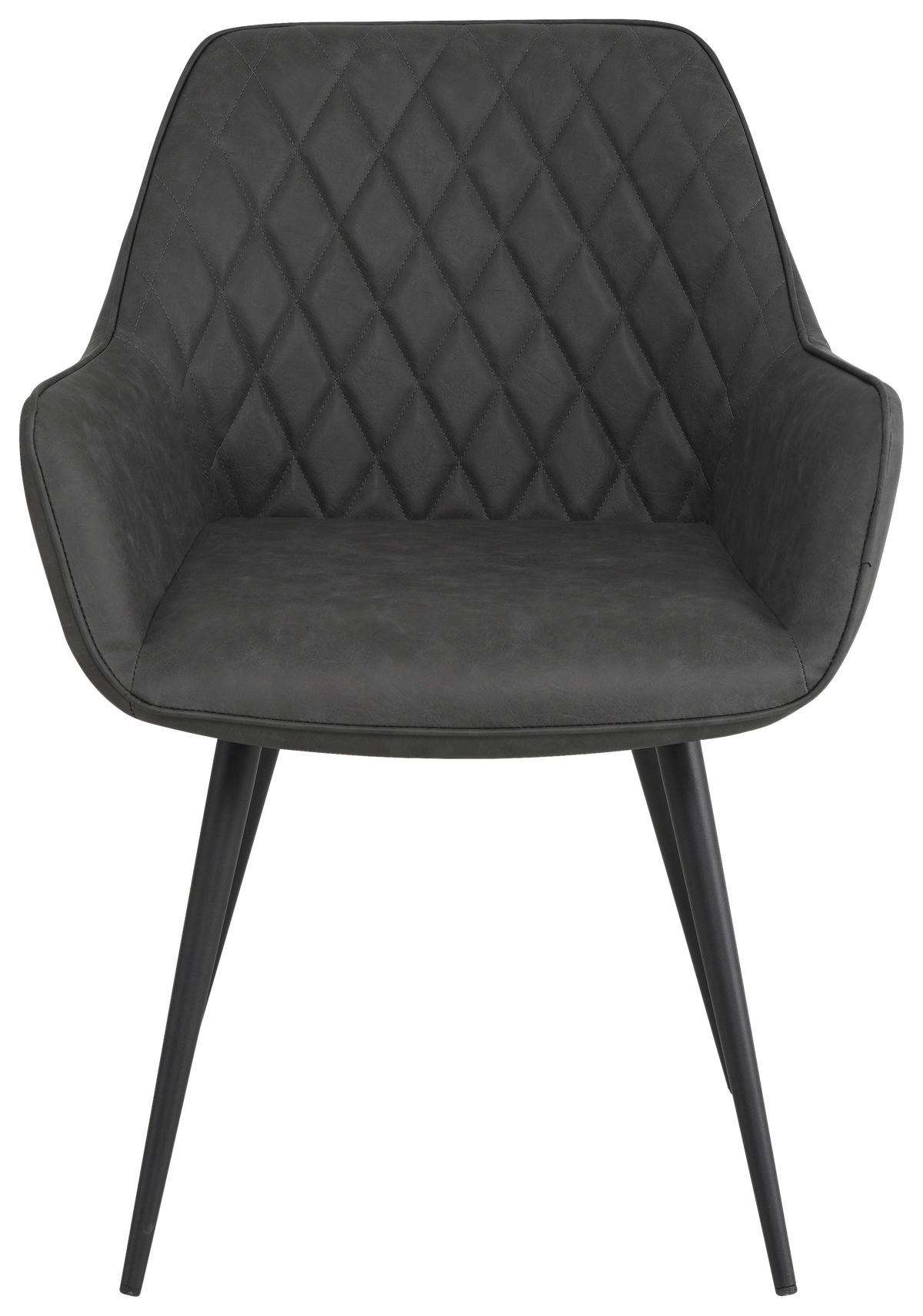 STUHL-SET 2 Stück gastro- und objekttauglich Lederlook  - Anthrazit/Schwarz, KONVENTIONELL, Textil/Metall (62/83/60cm) - MID.YOU