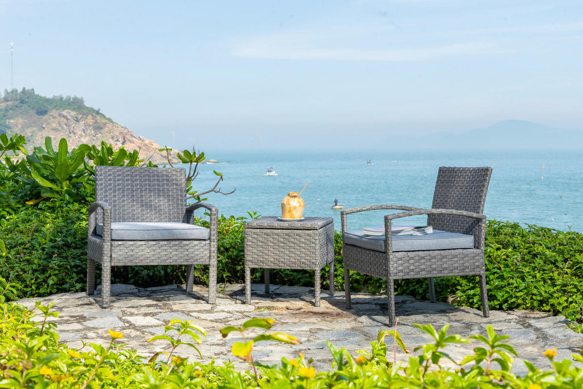 BALKONSET  - Dunkelgrau/Grau, MODERN, Kunststoff/Textil - Ambia Garden