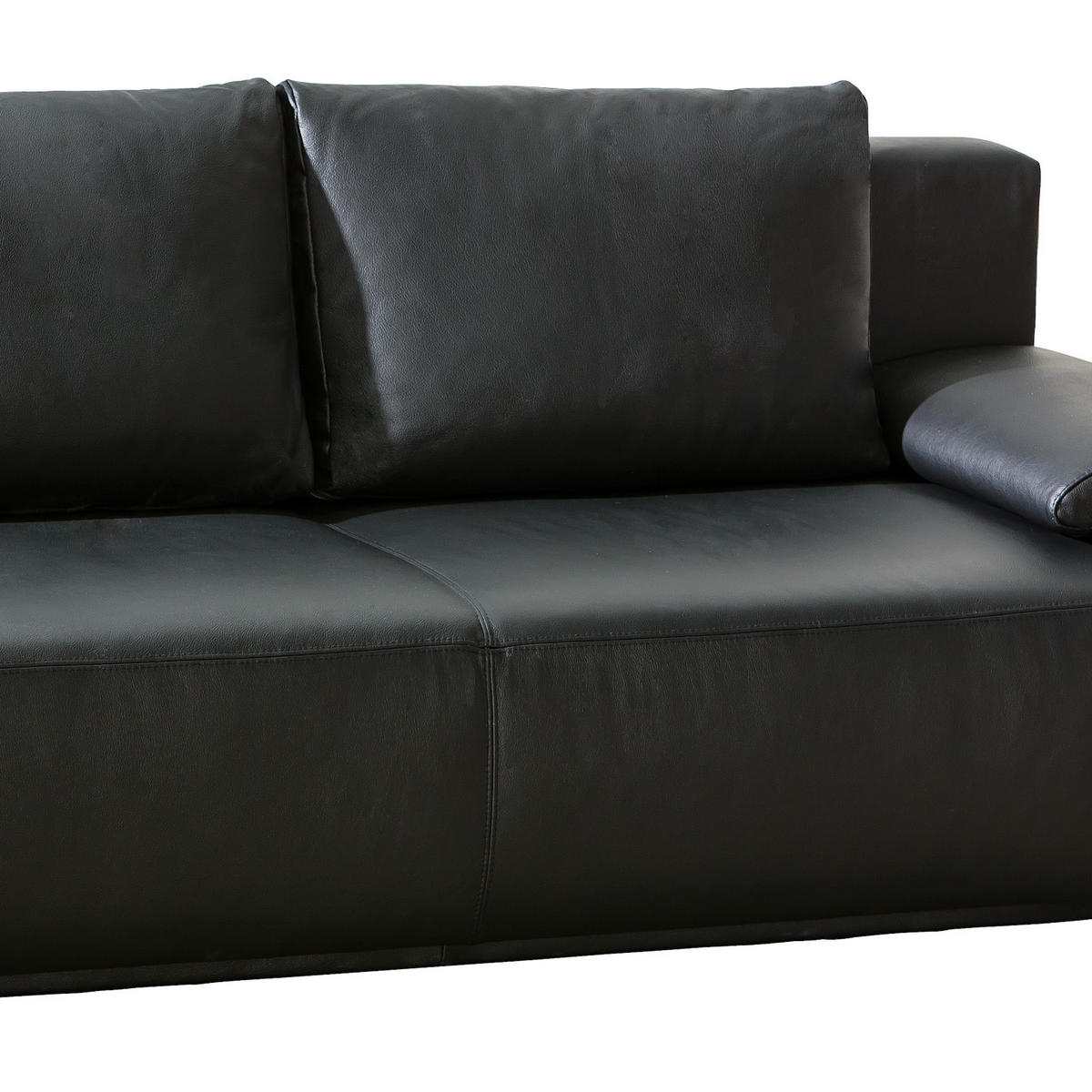 SCHLAFSOFA Schwarz Echtleder  - Chromfarben/Schwarz, KONVENTIONELL, Leder/Metall (195/85/90cm) - Livetastic