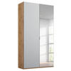 DREHTÜRENSCHRANK in Grau, Eichefarben  - Eichefarben/Alufarben, Trend, Glas/Holzwerkstoff (101/223/60cm) - Stylife