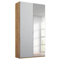 DREHTÜRENSCHRANK in Grau, Eichefarben  - Eichefarben/Alufarben, Trend, Glas/Holzwerkstoff (101/223/60cm) - Stylife