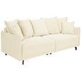 BIGSOFA in Cord Elfenbein - Elfenbein/Schwarz, Design, Textil/Metall (226/91/103cm) - Carryhome