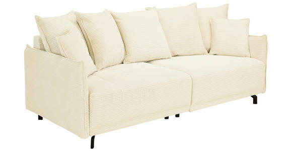 BIGSOFA in Cord Elfenbein - Elfenbein/Schwarz, Design, Textil/Metall (226/91/103cm) - Carryhome
