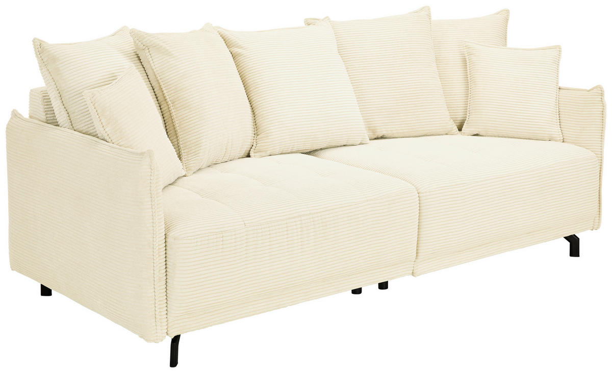 BIGSOFA in Cord Elfenbein  - Elfenbein/Schwarz, Design, Textil/Metall (226/91/103cm) - Carryhome