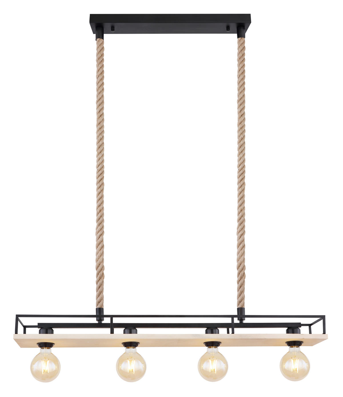 HÄNGELEUCHTE 95/15/120 cm    - Schwarz/Braun, Basics, Naturmaterialien/Holz (95/15/120cm) - Globo